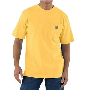 CARHARTT Men's Loose Fit Heavyweight Short Sleeve Pocket T-Shirt Yellow Tee NWT